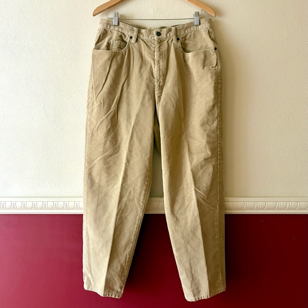 Vintage Liz Claiborne 100% cotton tan corduroy high waisted tapered ankle pants